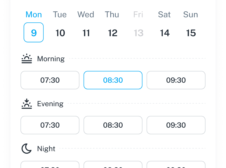 Schedule your sessions Schedule your sessions